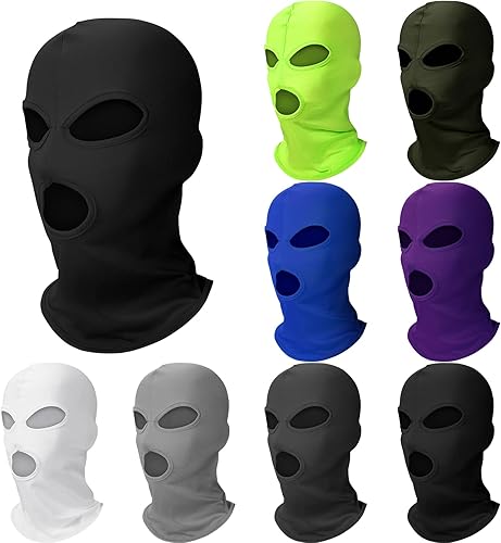 Seematn 8 Pcs 3 Hole Full Face Ski Mask for Men Women, Summer Cooling Neck Gaiter, UV Protector Motorcycle Ski Scarf Sports