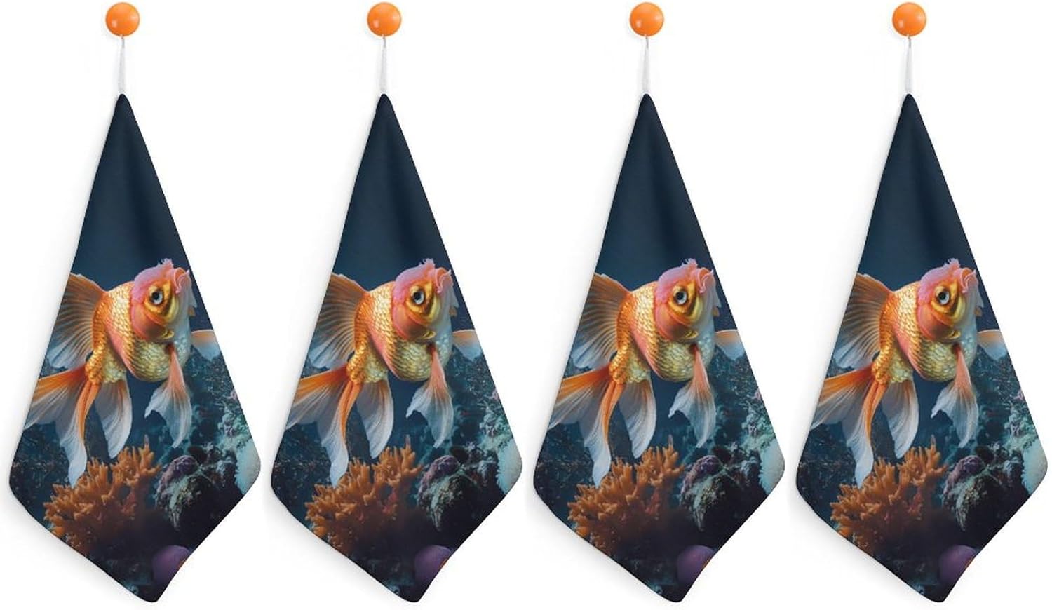 Underwater Coral Gold-Fishes Towel Hand Towels Decorative Towel for Bathroom Kitchen Shower Gym 4PCS