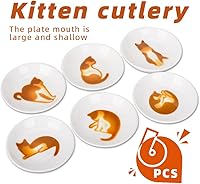 Vista 3 de Lindos platos de cerámica para salsas laterales de gato, mini plato de condimentos en forma de corazón, cuenco para sushi y soja, platillos