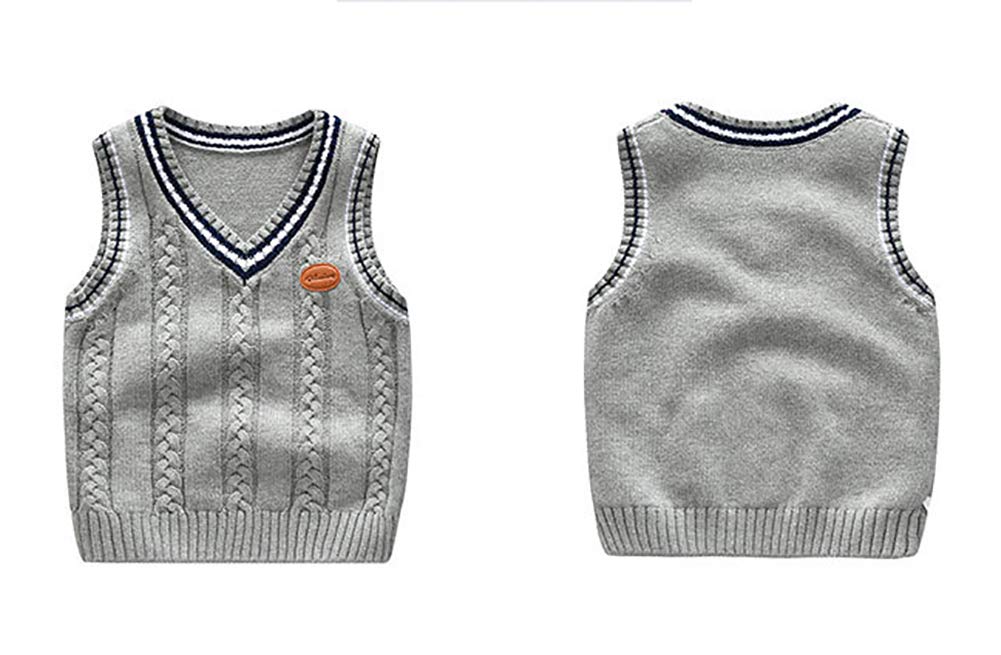 Chaleco de Punto para Niños Camiseta sin Mangas Jersey con Cuello en V Otoño 1-7 Años