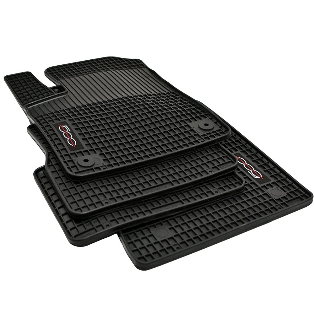 Edition Gummimatten Gummifußmatten geeignet für FIAT 500 + FIAT 500 Cabrio Elektro ab Baujahr 2020-10/2025 schwarz