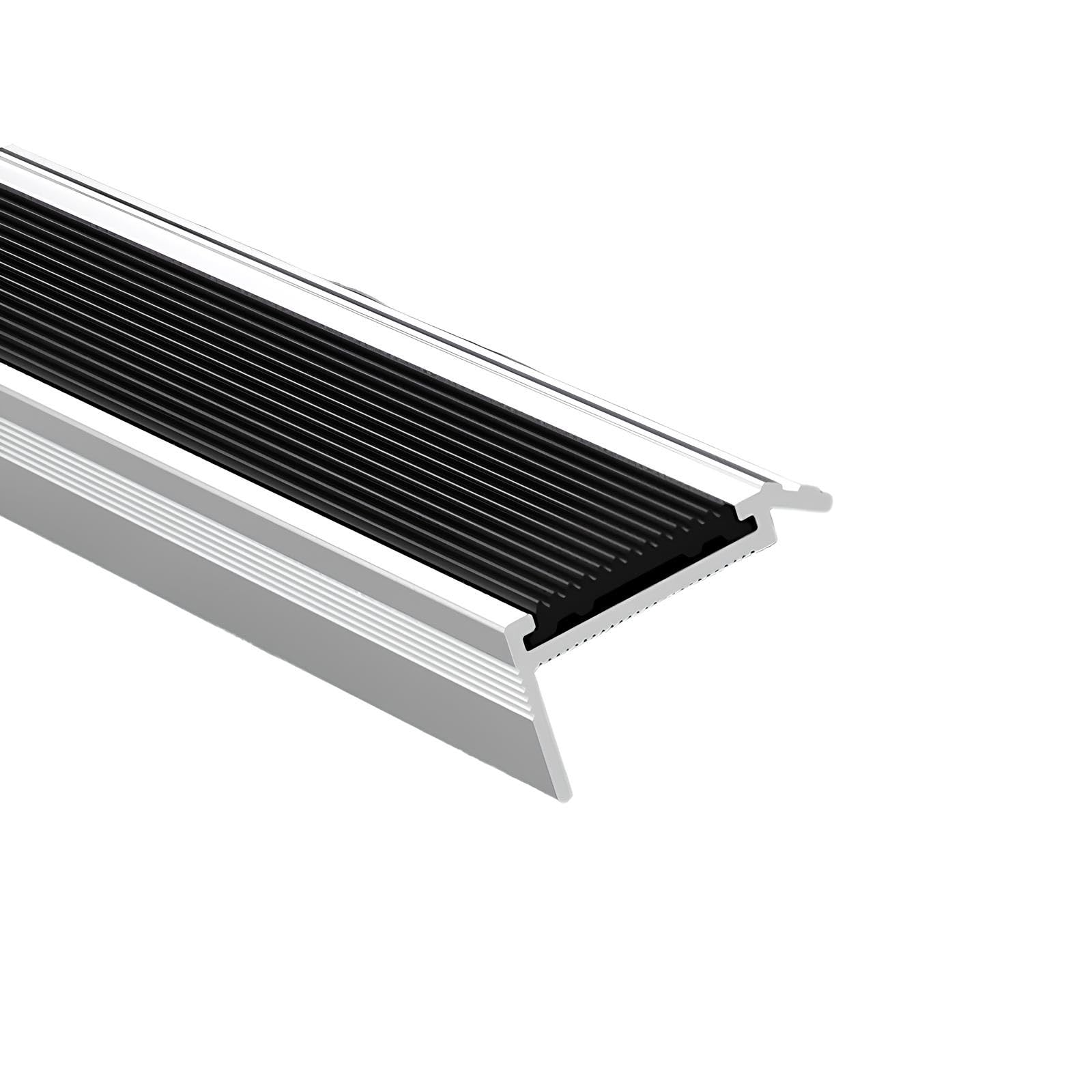 Profil en L aluminium noir pour bordure d'escalier 4x2x150cm