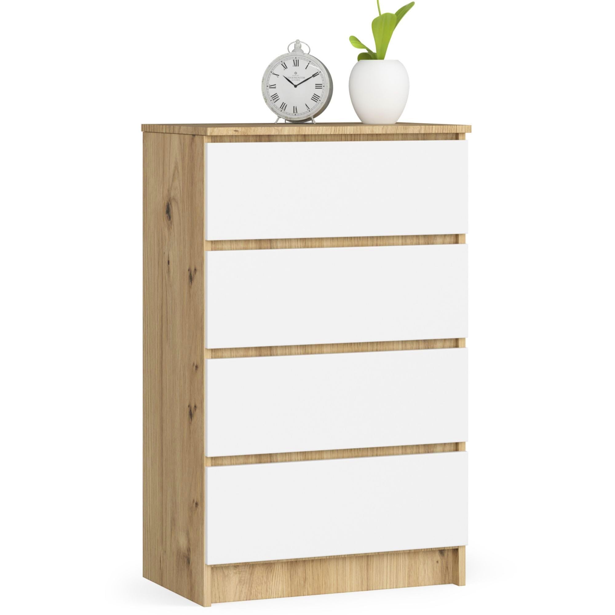 AKORD | Commode à tiroirs | Table de Nuit | Armoire à comode | Idéal pour Les Petits Objets | Caisson à roulettes | Panneau stratifié | Durable | Design élégant | Garanti | Chêne Artisan