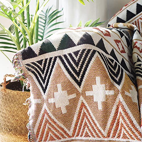 Manta bohemia para sofá o cama azteca multicolor con borlas de 160x259cm 5