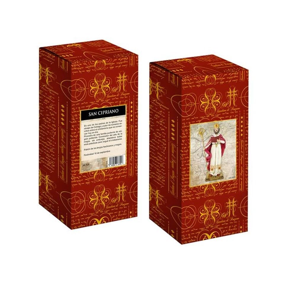 San Cipriano figura 30 cm. patrón de los magos y hechiceros resina peana