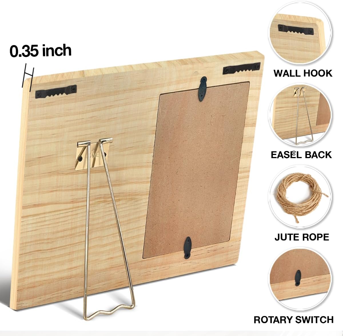 NGAEAK Thank You Gifts for Bonus Mom From Daughter Son, Rustic to My Bonus Mom Wood Picture Frame, Stepmom Gifts for Birthady Christmas Mother's Day, Display Photo 4 x 6 Inch - Image 3