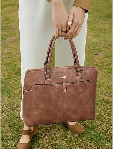 Miniatura 2 de CLUCI Maletín de cuero para mujer 15.6 pulgadas portátil de negocios vintage delgado bolso de hombro de las señoras