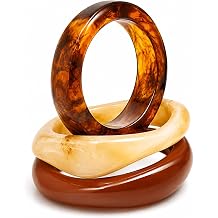 Chunky Acrylic Resin Bangle Bracelets for Women, Colorful Stackable Wide Cuff Bangles Set, Retro Geometric Statement Jewelry Gift 3-in-1
