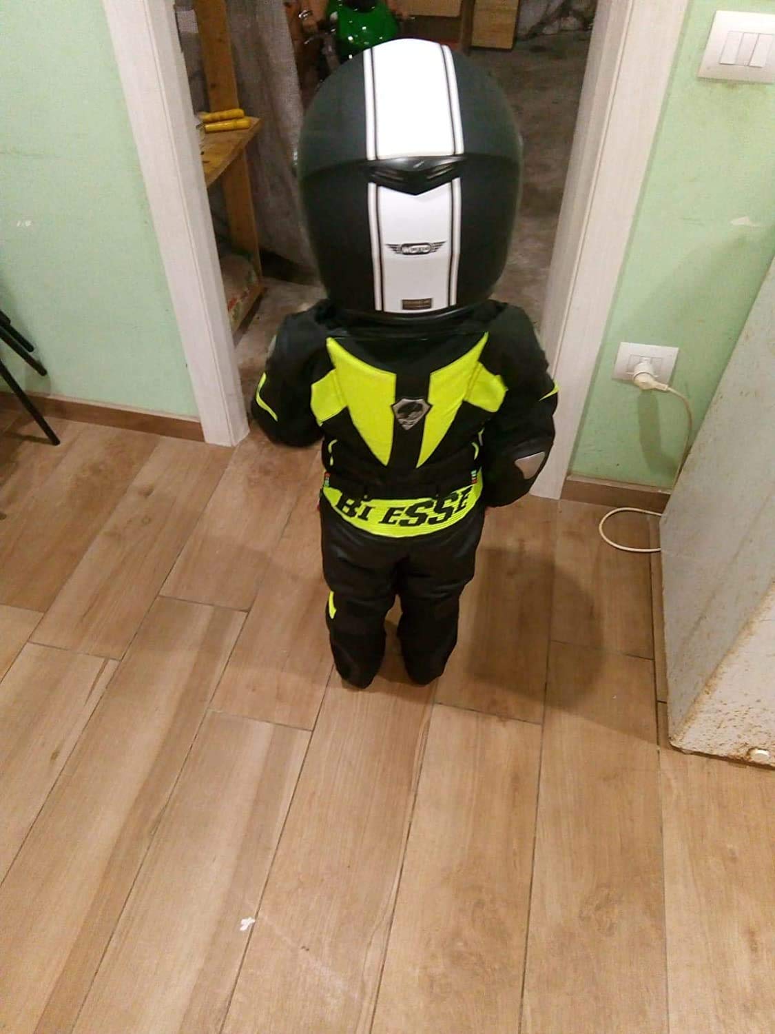 BI ESSE - Combinaison mini moto professionnelle pour enfant en cuir et Cordura