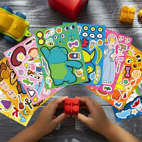 Image of 32Pcs Make a Face Toy Story Stickers, DIY Make Your Own Mix & Match Stickers with 8 Characters, Perfect for Party Favors, Classroom Rewards, Decorations & Gift Idea