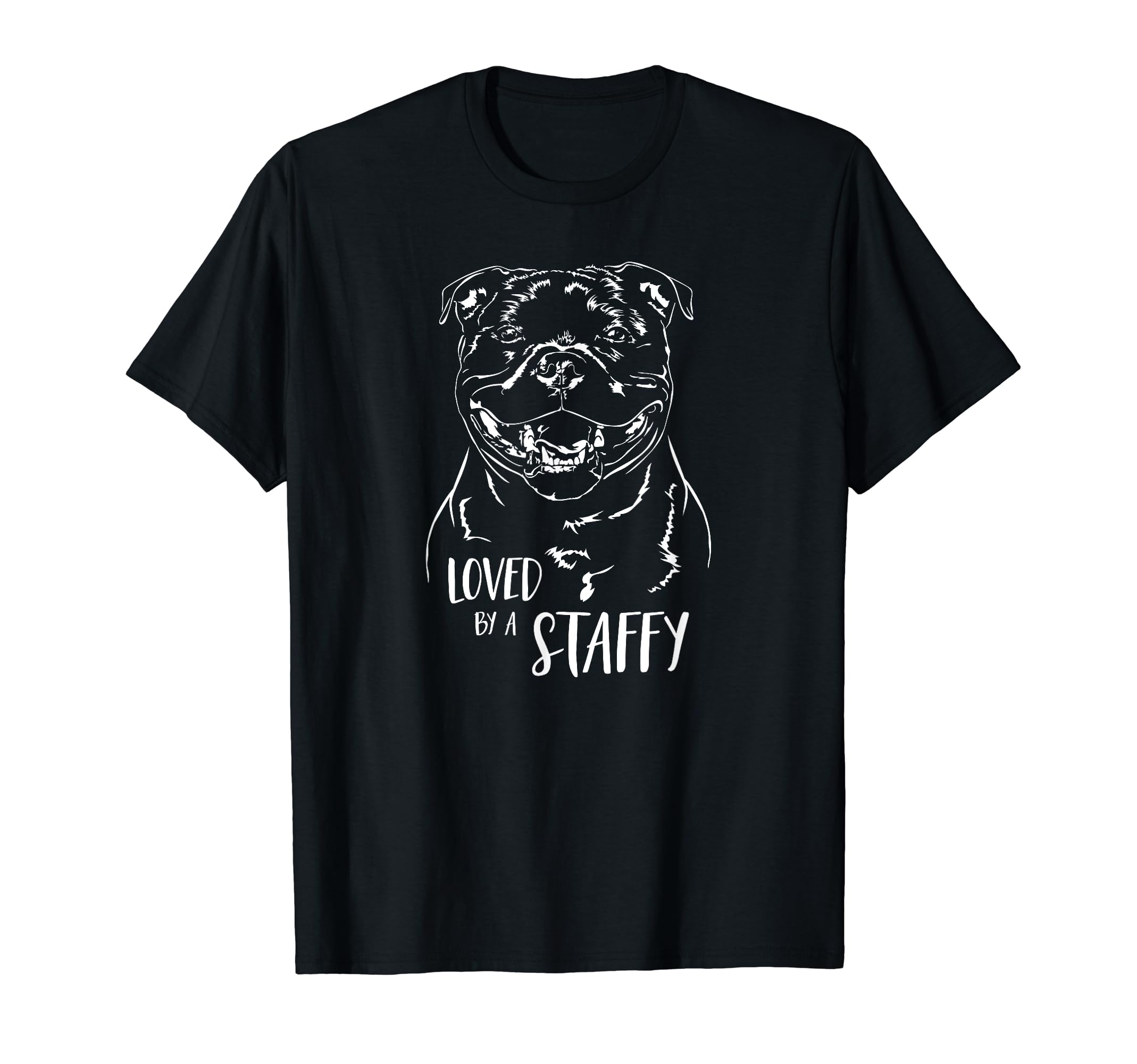 Staffordshire Bull Terrier loved by a staffy dog saying T-Shirt, Black