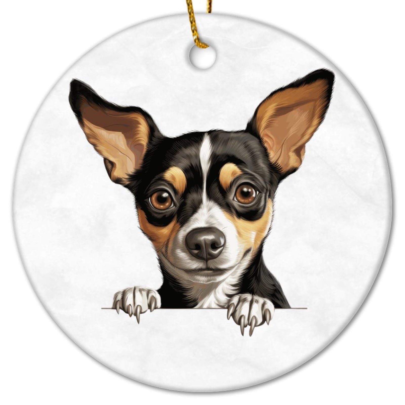 Rat Terrier Dog Lying on The Floor Peeking Christmas Ceramic Ornaments Christmas Porcelain Ornament Dog Pet Lovers Funny Ornament For Mom Dad Baby Holiday 3 IN