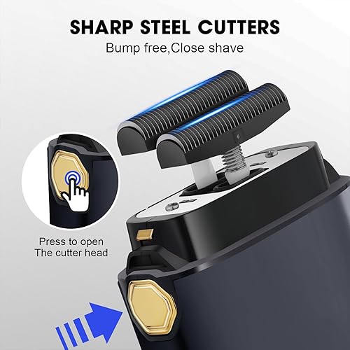 Miniatura 4 de HIENA PRO Afeitadora de aluminio para hombres barbería, recortadora eléctrica doble, maquinilla de afeitar eléctrica profesional, afeitadora de