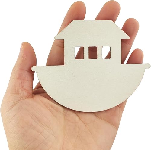 Miniatura 3 de Paquete de 30 adornos colgantes de madera del arca de Noé de 4 pulgadas, adornos colgantes de madera sin terminar del arca de Noé para manualidades,