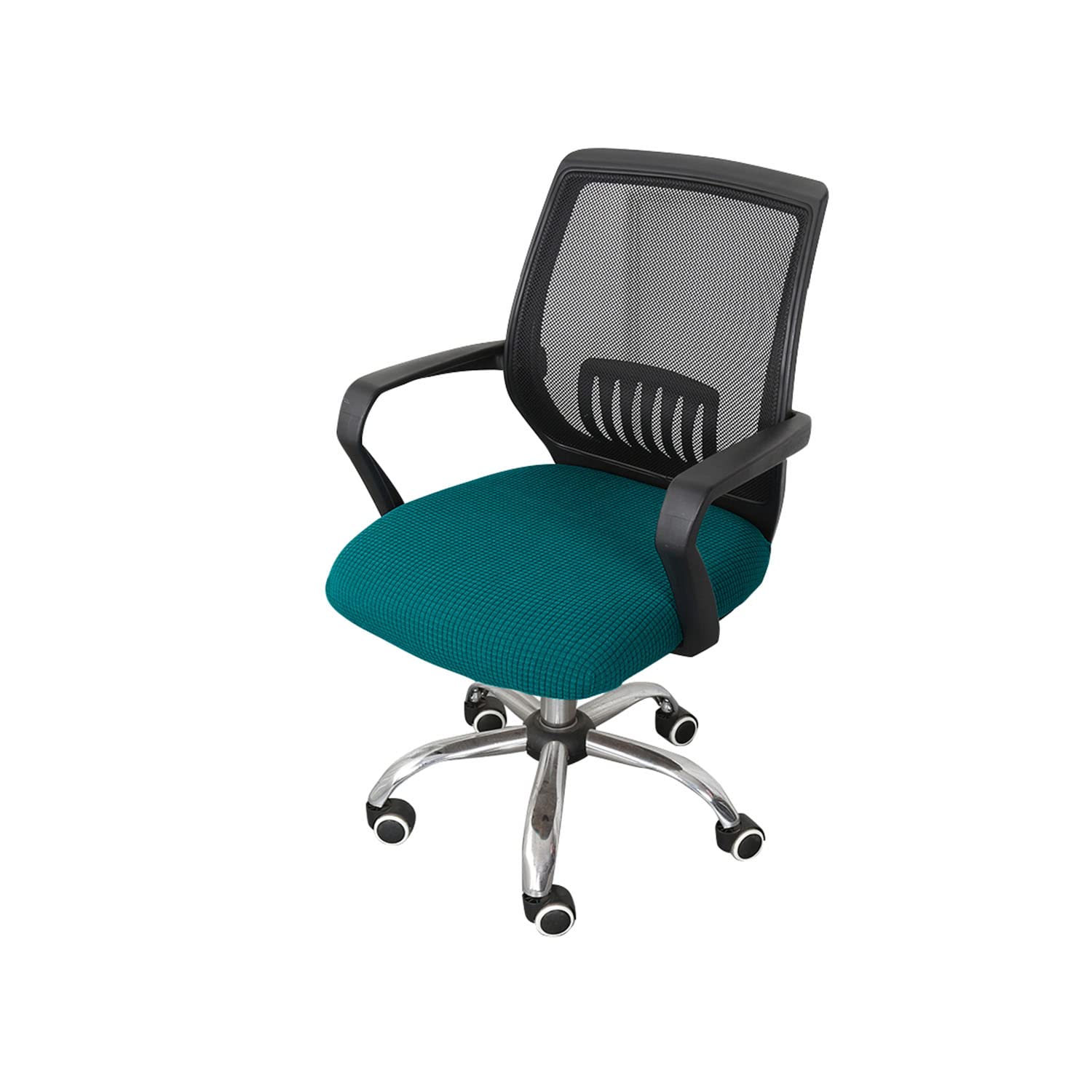 GUYIRT Jacquard de 2 Piezas Funda Silla Giratoria, Estiramiento de Fundas de Asiento de Silla de Oficina, Antideslizante Fundas para Sillas Oficina para Silla Giratoria Universal Boss-Azul-2 Piezas