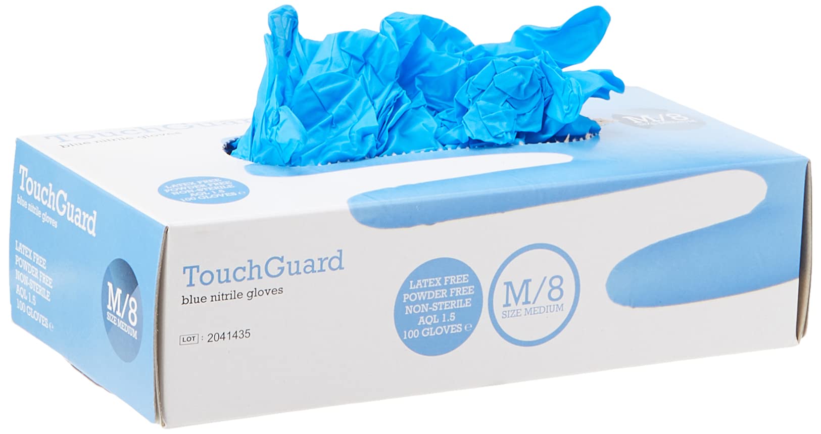 TouchGuard Gants à usage unique bleus en nitrile, non-poudré et sans latex, boîte de 10*100, taille M