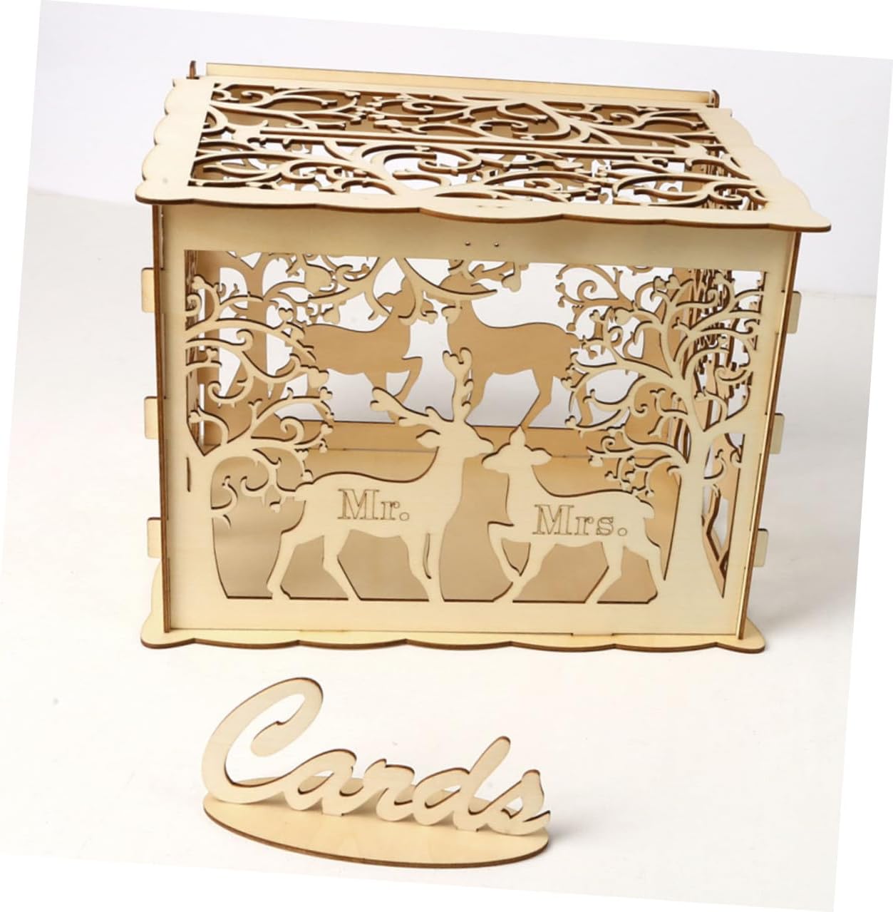TIDTALEO Wooden Wedding Cards Box Large DIY Hollow Greeting Card Holder Wedding Sign-In Box for Couples Party Keepsake