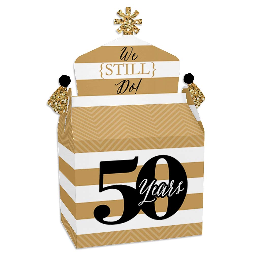 Big Dot of HappinessWe Still Do - 50th Wedding Anniversary - Treat Box Party Favors - Anniversary Party Goodie Gable Boxes - Set of 12