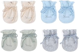 MMBABY Baby,Clothing,Baby Boys 0-24m,Accessories,Gloves & Mittens MMBABY 4 Pack No Scratch Mittens 100% Cotton For Newborn Baby Boys Girls Gloves