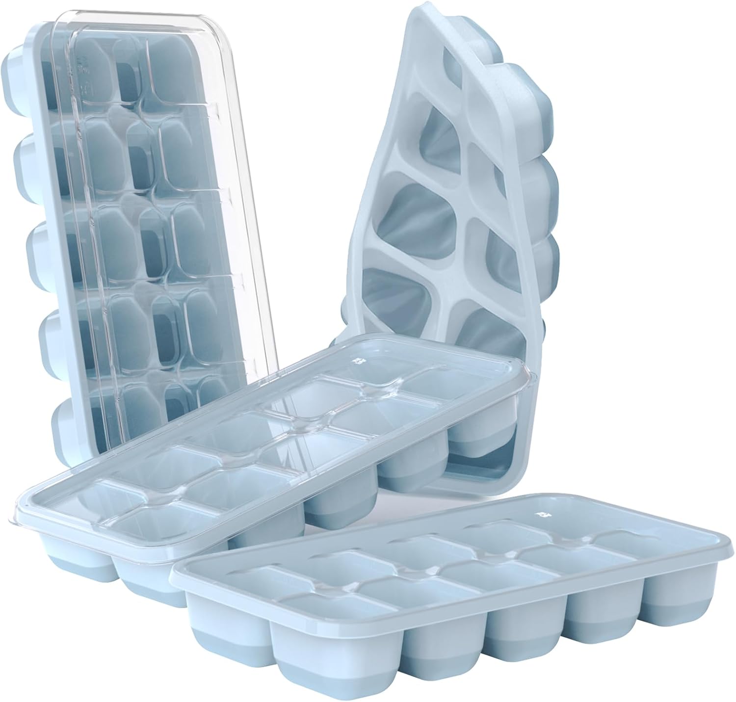 Ice Cube Tray with Lids - Staable Silicone Ice Trays for Freezer,