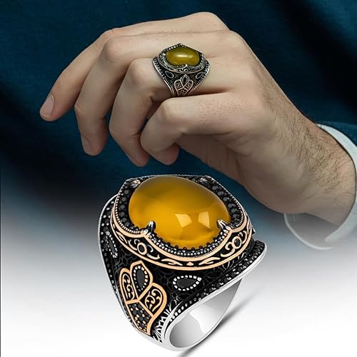 Miniatura 5 de 925k Silver Mens Ring-Handmade Mens Ring-Agate Stone Ring-Signet Ring Mens-Jewelry Gift For Mens-Silver Rings for Men-Agate Wedding Ring