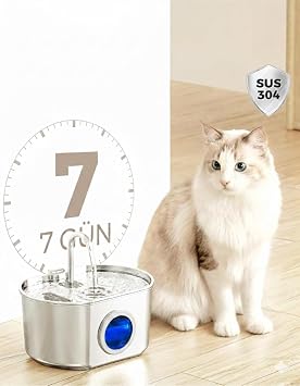 2.2 L Su Seviyesi Göstergeli Paslanmaz Çelik Kedi Köpek Için Su Pınarı Su Çeşmesi Su Sebili SSPF439A