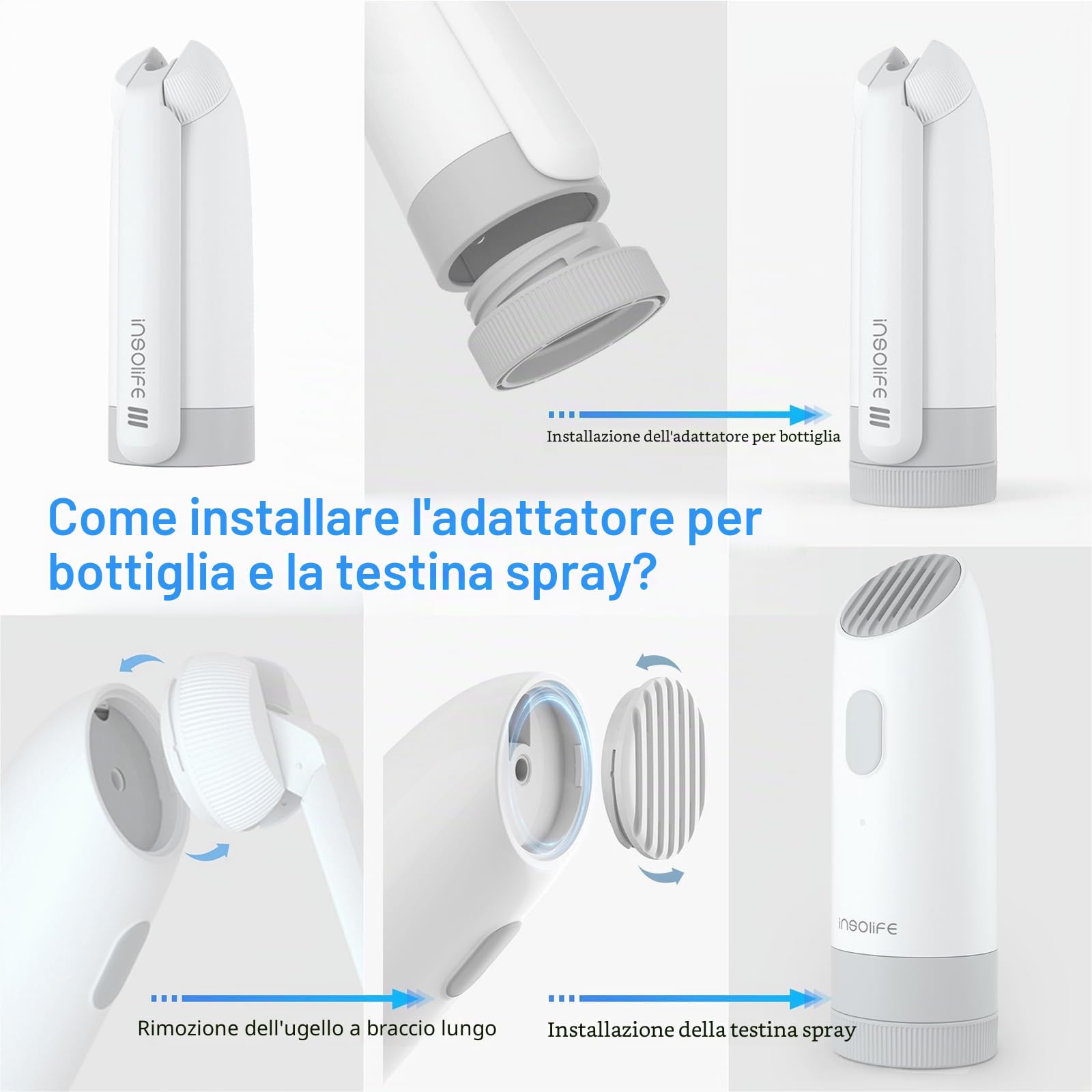 insolife Bidet portatile di terza generazione, bidet da viaggio elettrico ad alta pressione, per uomini e donne, per la pulizia dell'igiene, bidet da viaggio portatile (bianco)