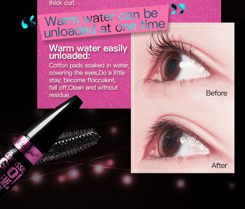 Luxe Lash Volumizing Mascara - Waterproof, Long-Lasting, Clump-Free, Adds Length & Volume, Suitable for Sensitive Eyes, Jet Black - Image 5