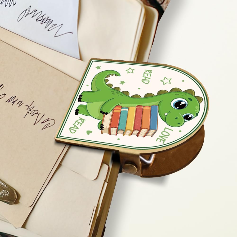 ANATTASOUL Dinosaur Books Brass Travel Journal Clip for Notebook,Bookmark