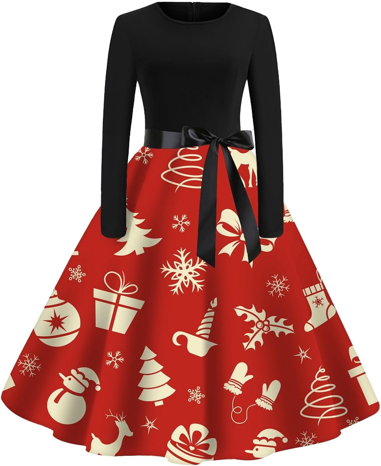 Robe De NoëL Femme Grande Taille Robe Moche Noel Automne Hiver Robe Noire Femme Chic NoëL TrapèZe Mariage Cocktail SoiréE FêTe CéRéMonie DéContractéE Au Genou Midi Costume Sapin De NoëL