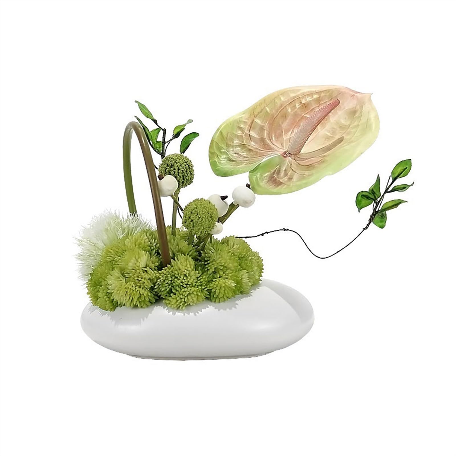 Fleurs artificielles durables sans entretien avec vase en céramique anti-poussière salon