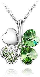 KATGI Fashion Austrian Crystal Four Leaf Clover Pendant Necklace