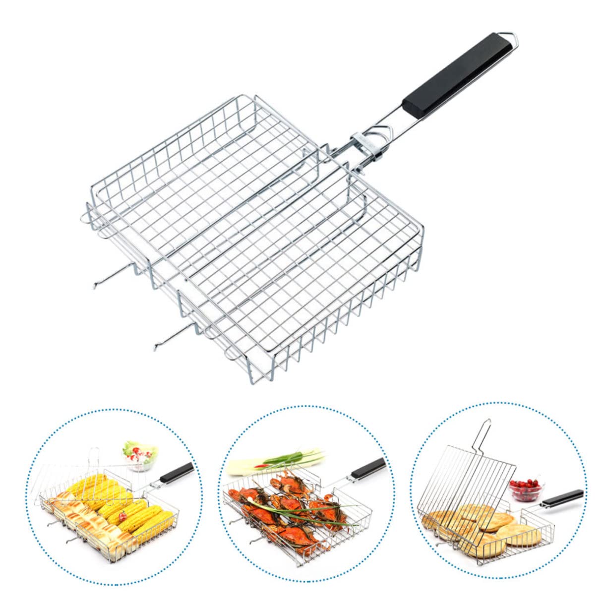 BESPORTBLE Griglia da Barbecue in Acciaio Inox Supporto Portatile per Verdure e Pesce, Accessorio per Grigliare al Carbonella