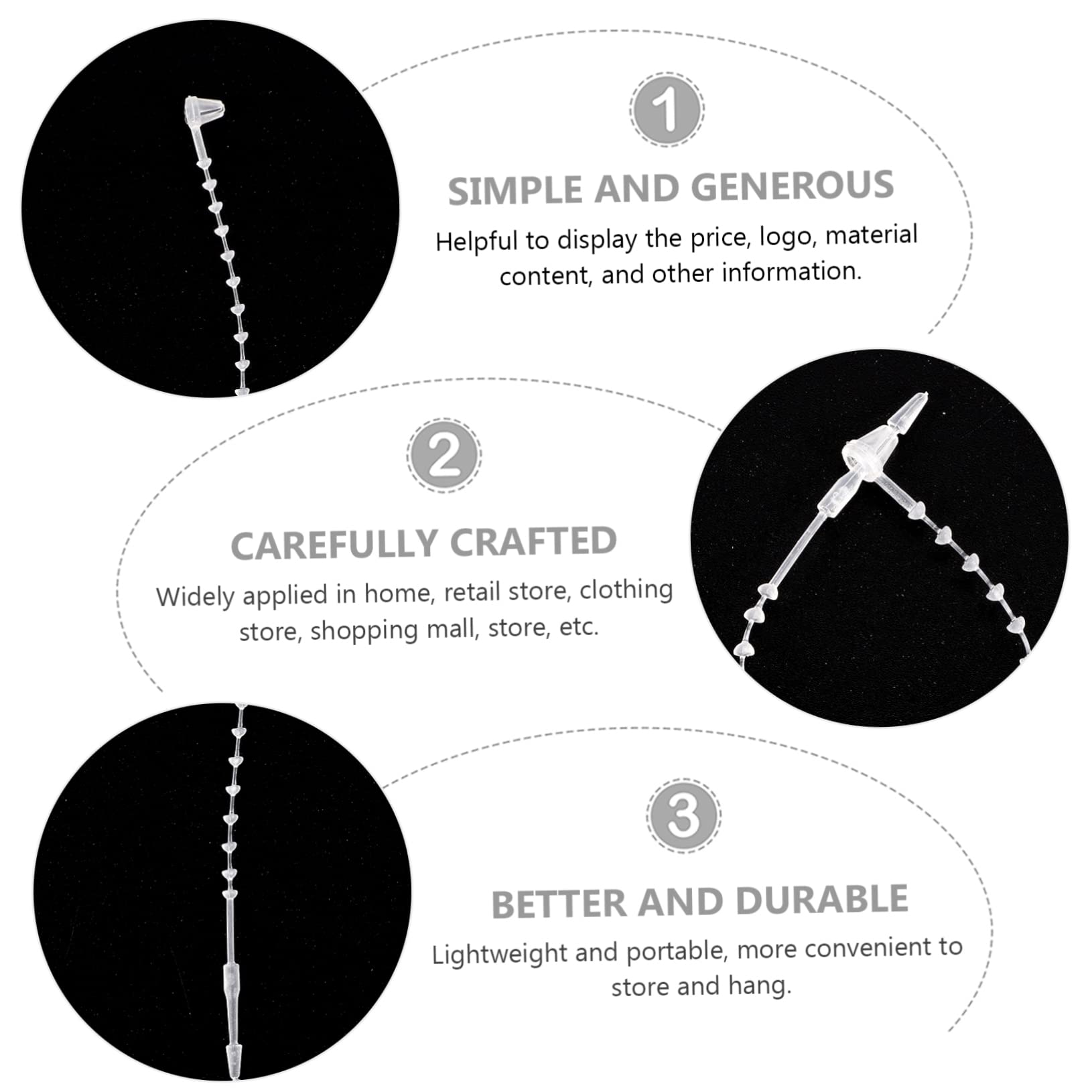 Mikikit Tag Fastener White Loop Garment Tag Plastic Tag Ties Simple and Decorative Easy to Operate