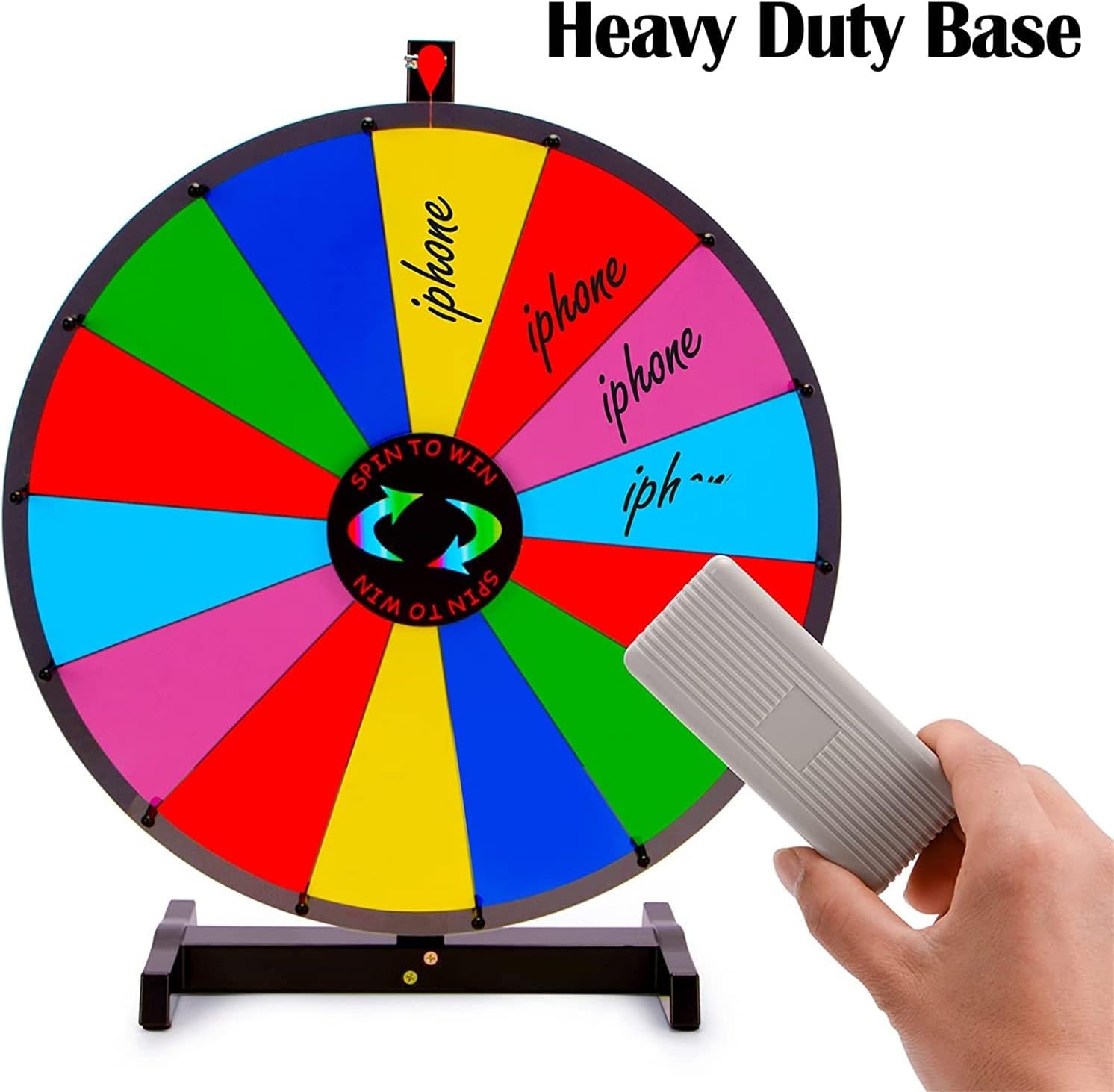 18-inch Large Prize Wheel Fortune Game, 14 Color Slots Tabletop Spinning Prize Wheel with Dry Erase Markers & Eraser, for Carnival Trade Show Game Party Lucky Draw Wheel