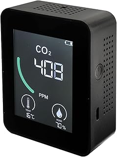 Youyijia Carbon Dioxide Detector CO2 Detector 3 in 1 Air Quality Monitor with LCD Display 24h Real-Time Monitoring Carbon Dioxide Meter Alarm Detector for Home Office (Black)