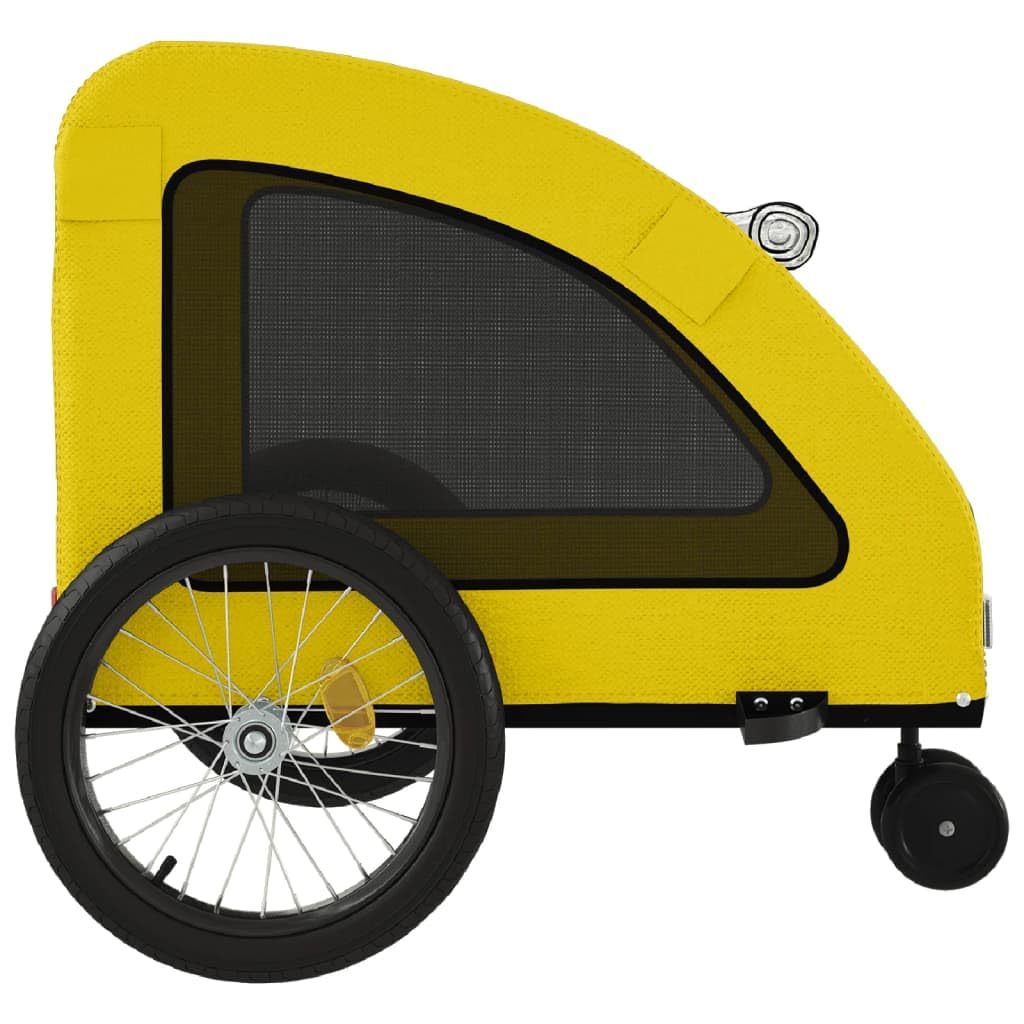 Fahrradanhänger Hundebuggy Gelb Oxford-Gewebe Eisen Rahmen mit PVC Dach, 137 x 68 x 72 cm, 45 kg, für Fahrrad und Tiertransport
