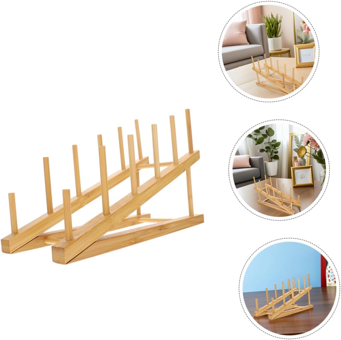 ERINGOGO 2pcs Plate Stands For Display: Wooden Plate Holders 5-tier Wooden Display Shelf Dish Racks Stand Holder For Book Artwork Photo Record Magazine Platte