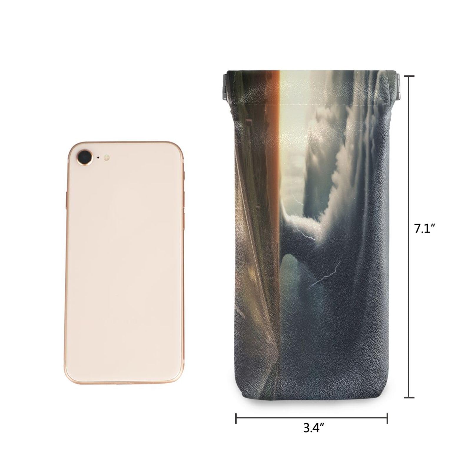 FLildon Tornado Highway Storms Eyeglasses Pouch Squeeze Top Sunglasses Case Soft PU Leather Eyeglass Bag for Men Women