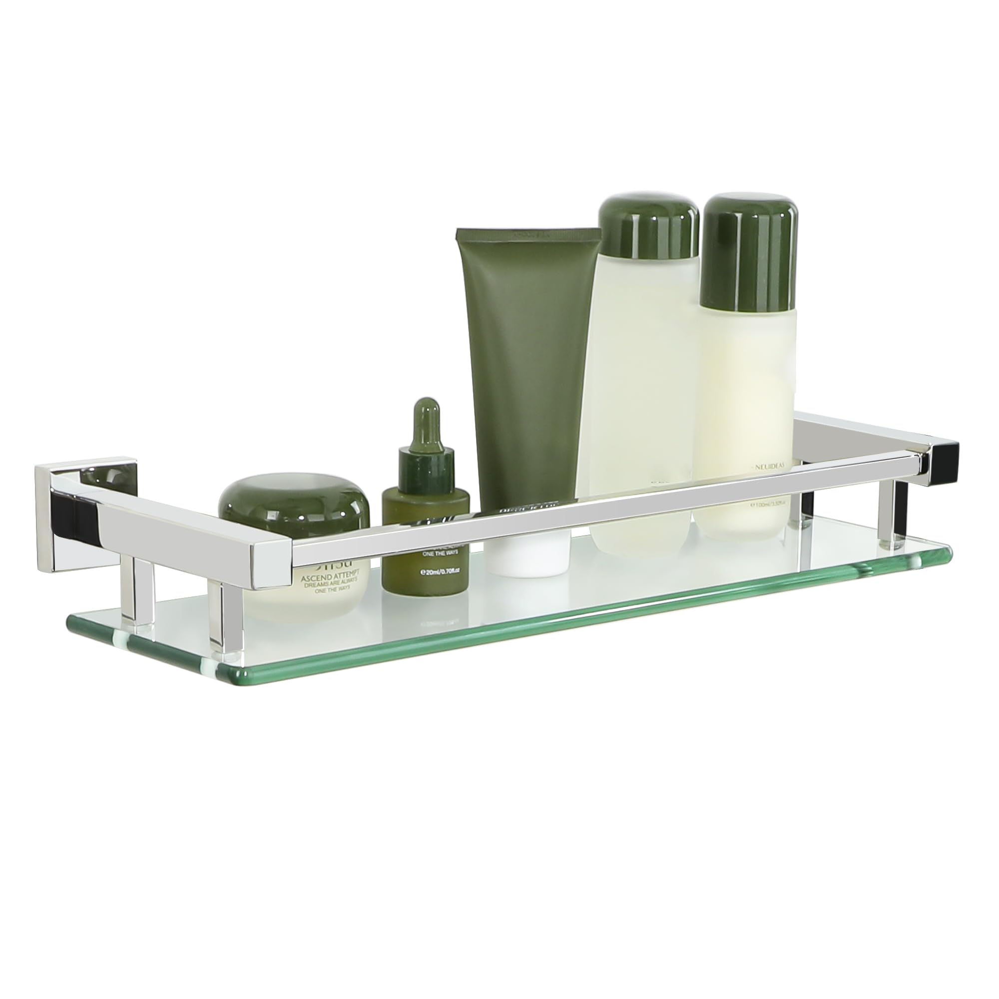 Mensola Doccia Vetro 40CM Acciaio Inox 304 Cromo Lucido per Bagno