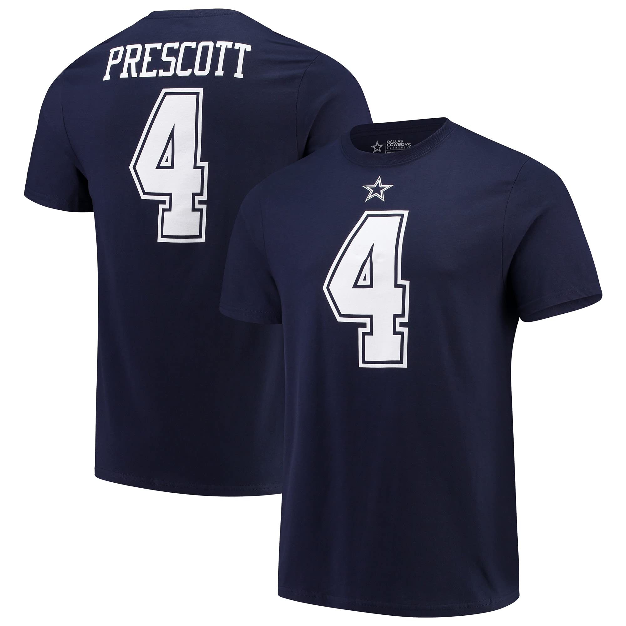 Men's Dak Prescott Navy Dallas Cowboys Authentic Player Name & Number T-Shirt