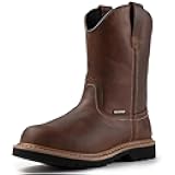 Mens 10 in Soft/Steel Toe Waterproof Wellington Boot,Heavy Duty Pull On Work Boots for Men,Full Grain Leather,Goodyear Welted,Superior Slip Resistant