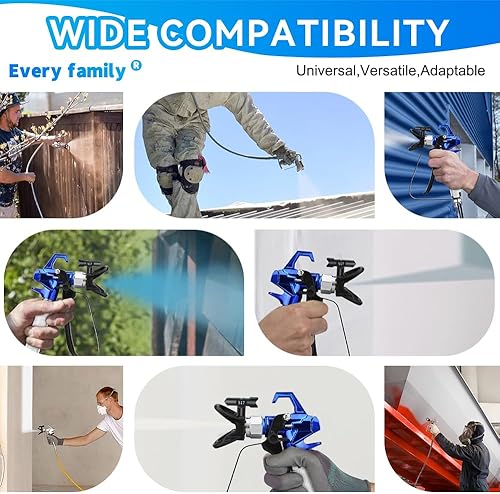 Miniatura 8 de 16 pistolas pulverizadoras de pintura sin aire de 3600 PSI con protector de punta, punta de pulverización sin aire, filtros, junta giratoria de