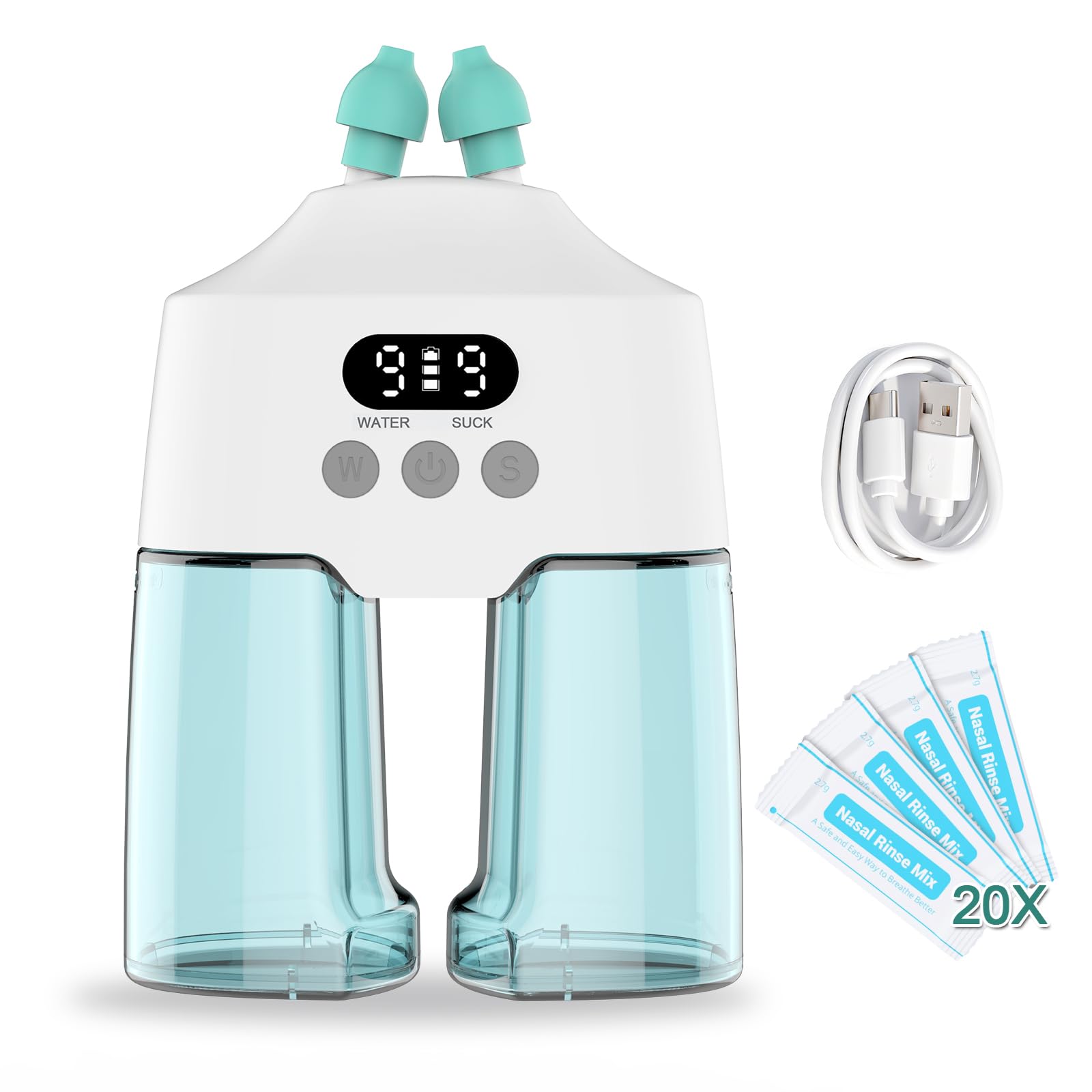 Nasal Irrigation System with 20 Saline Packets - Sinus Rinse Machine