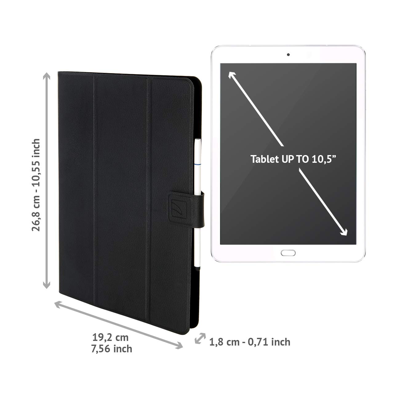 T'nB BUNTABTRIP Custodia Per Tablet 25,4 Cm (10") - In Similpelle Nera Con Interno Morbido E Pennino Capacitivo Incluso