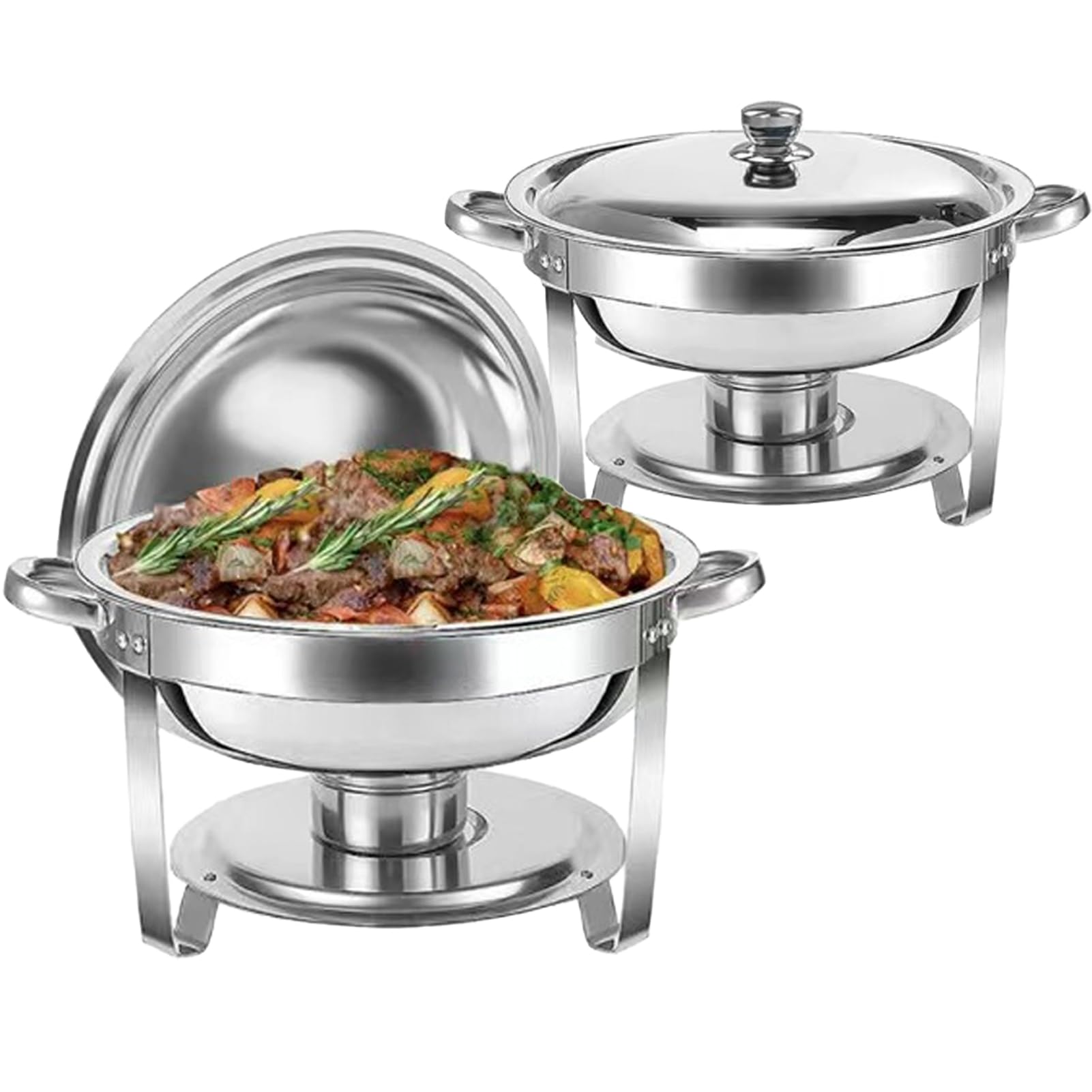 Juego de 2 calentadores redondos de 4,5 L con tapa, ideal para fiestas, eventos, bodas y cenas, mantiene la comida caliente y fresca
