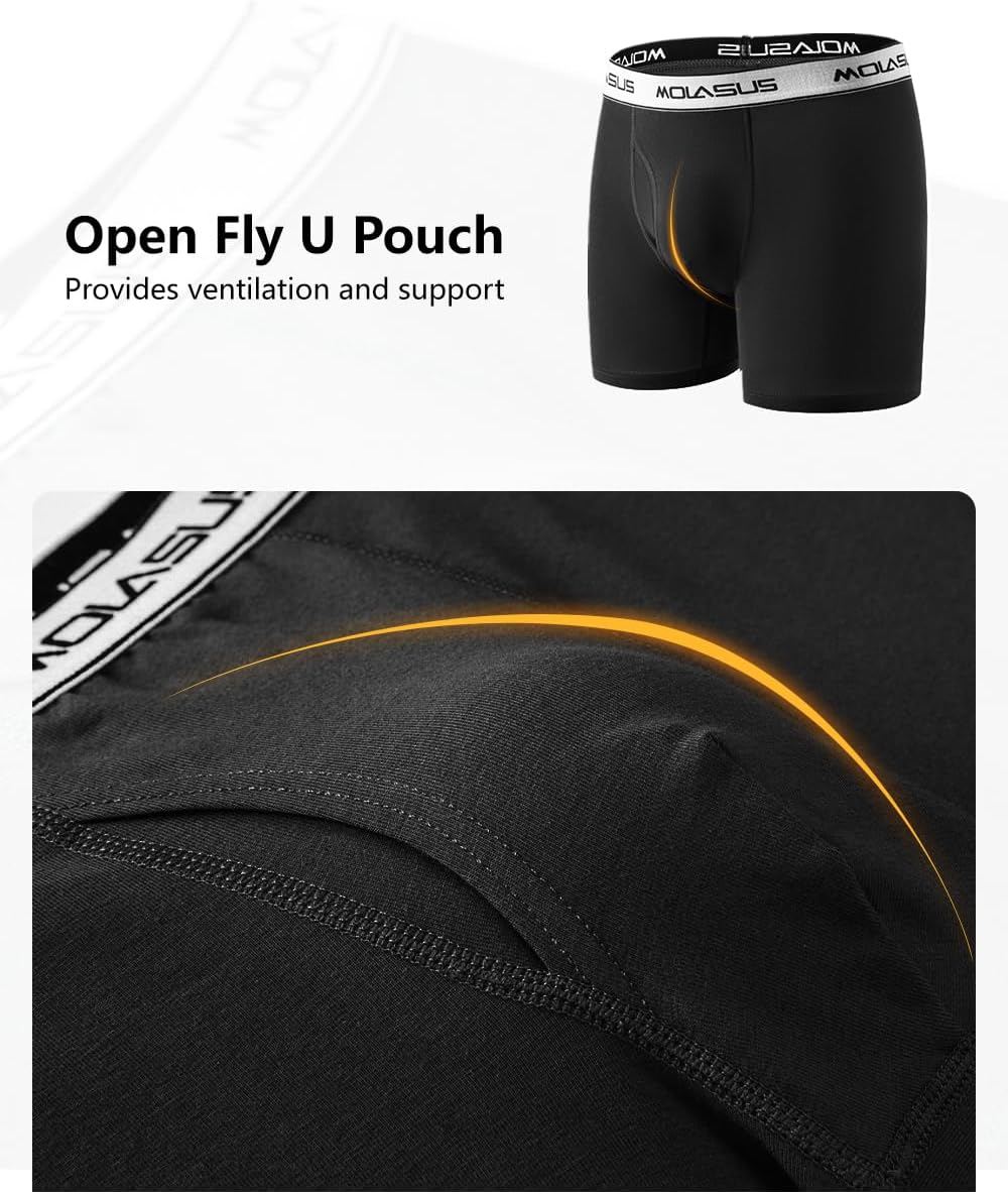 Molasus Boys Underwear Cotton Boxer Briefs With Fly for 6-20 Years Old Teen 5 Pack