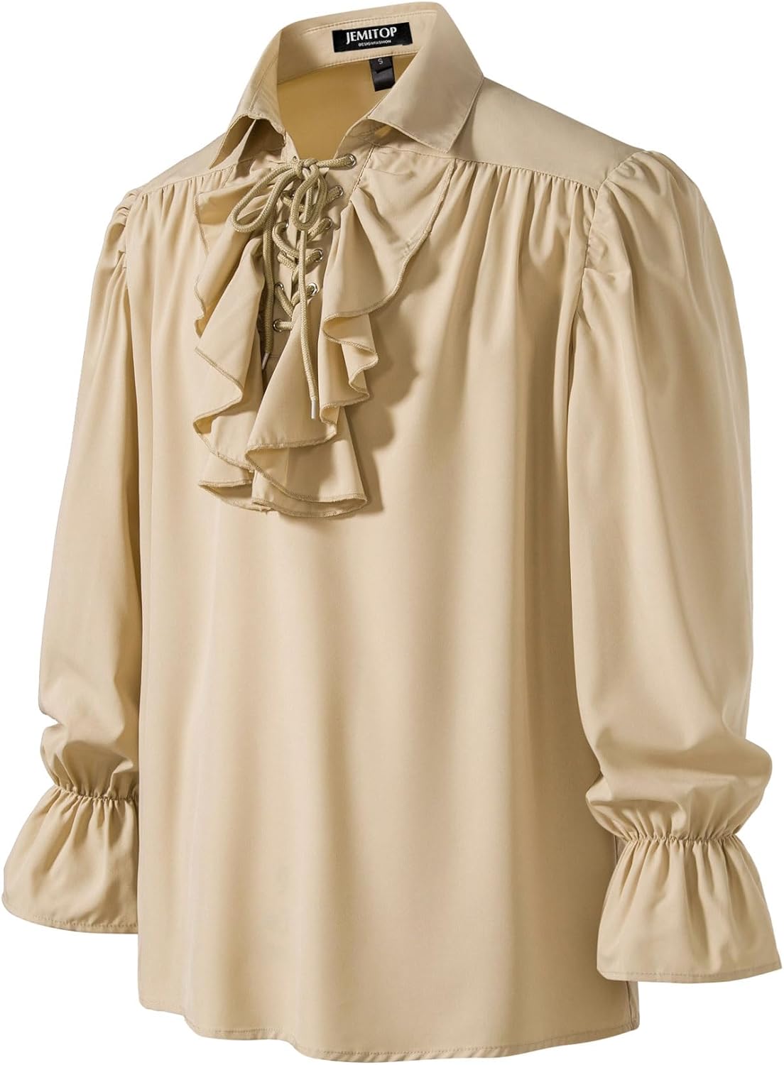 JEMITOP Mens Pirate Vampire Ruffle Shirt Elastic Cuff Poet Victorian Steampunk Renaissance Medieval Cosplay Costume - Image 4