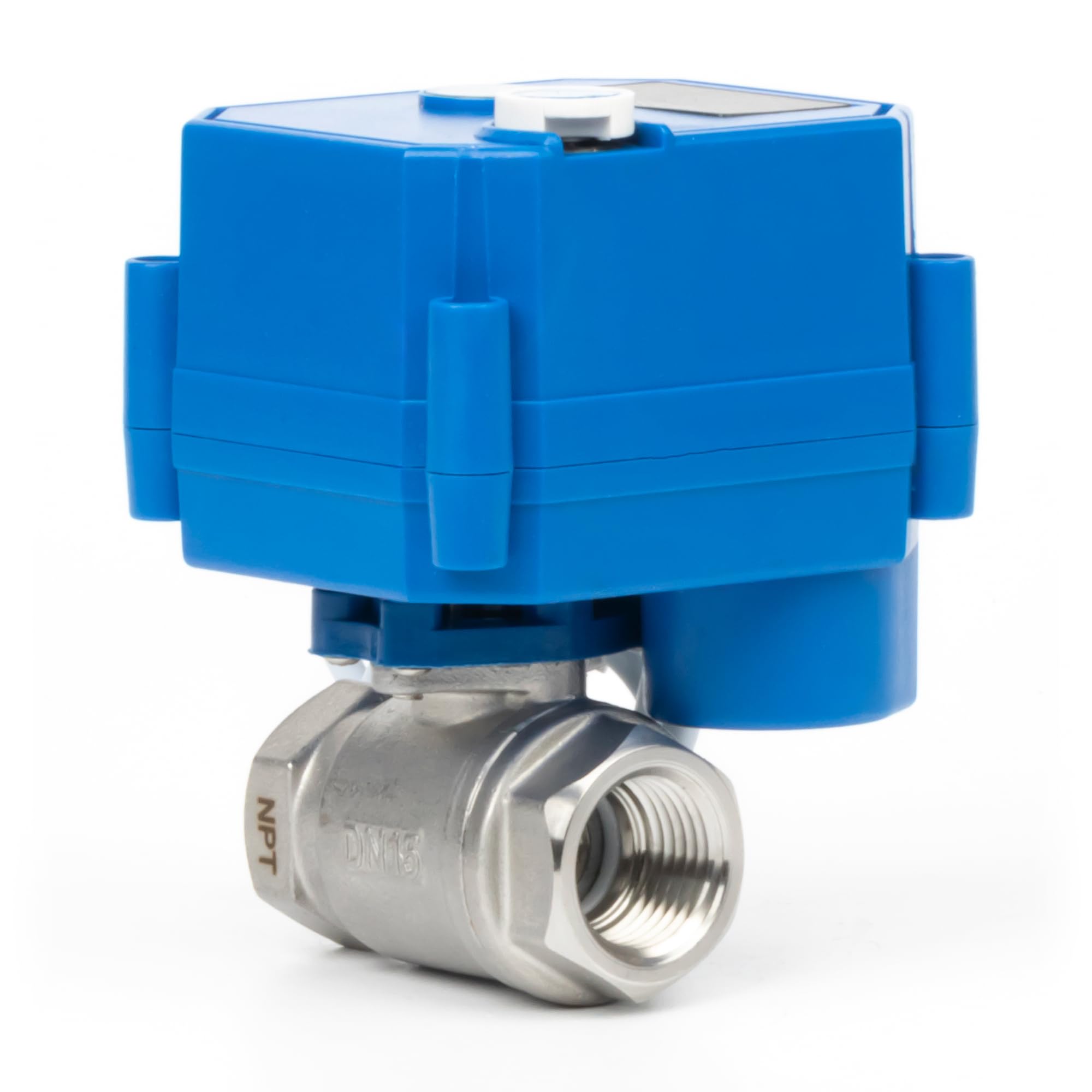U.S. Solid Robinet à boisseau sphérique moteur avec fonction manuelle – Acier inoxydable 1/2", passage complet, 85-265 V AC, retour automatique à 2 fils, fermé sans courant