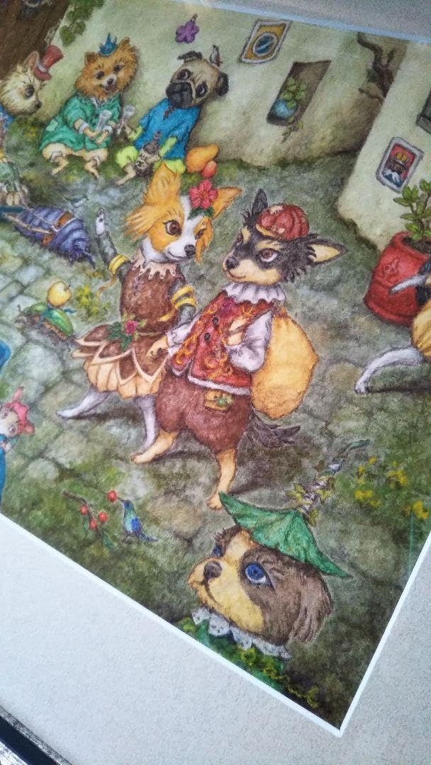 ✴️特別価格【原画】『トオボエ通り』（絵画 犬 チワワ パピヨン